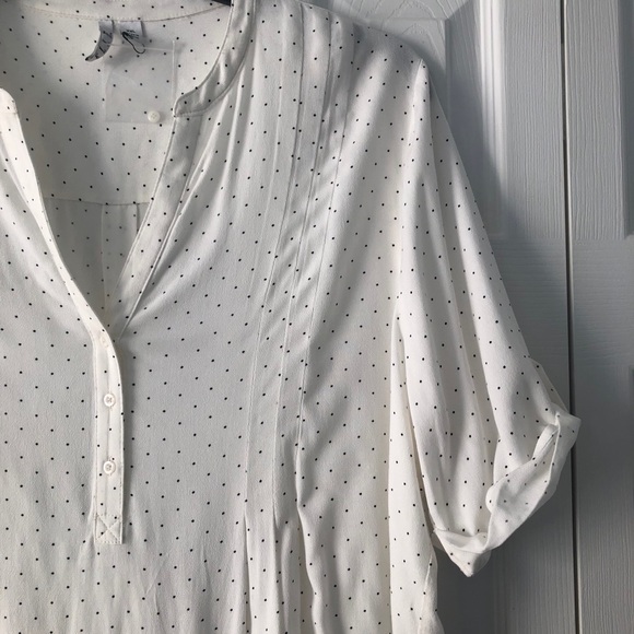 Elle Split V-Neck Polka Dot Blouse XXL - Picture 4 of 11